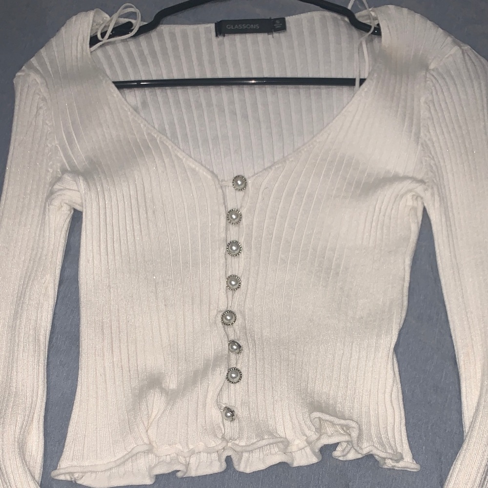 Glassons Ribbed Pearl Cardigan